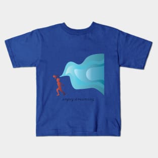 Kid Running with Aircraft Enjoy Dreaming Kids T-Shirt